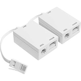 Dynamode ADSL Micro filter and Splitter Adapter For Broadband, Tiscali, Sky, Talktalk, Orange, O2 Modem, Router, DECT, PABX,