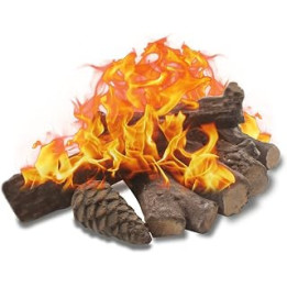 Ceramic Wood for Bioethanol Fireplace, Gas Fireplace Logs, 10 Pieces Fire Pit Logs, Decorative Ceramic Log Set for Indoor and