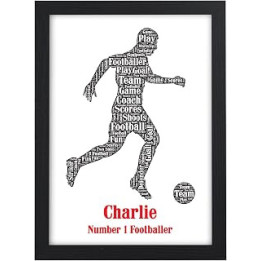 Footballer Gifts for Boys, Son, Grandson, Nephew, Him - Personalised Number One Footballer Birthday Christmas Gifts for Boys -