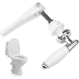 MAGENME Ceramic Toilet Flush Handle Universal Toilet Flush Lever Chrome Plated Cistern Lever Handle Victorian Style Toilet