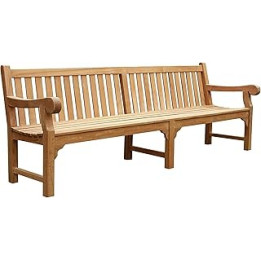 BrackenStyle Queensbury 6 Seat Grade A Teak Wooden Garden Bench - 6 Seater Wood Park Bench For Gardens - Suitable For Parks and