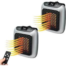 2 Pack 800W Portable Ceramic Plug In Heater, Low Energy Mini Electric Fan Heater For Home Office Travel,Adjustable