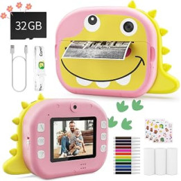 Potuem Kids Instant Camera, 2.4 Inch LCD Screen Instant Print Camera for Kids, 1080P HD Kids Digital Camera, kids Printing