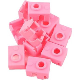 10Pcs 3D Printer Silicone Case, Pink Odorless Elastic High Temperature Resistance 3D Printer Heater Block Silicone Cover