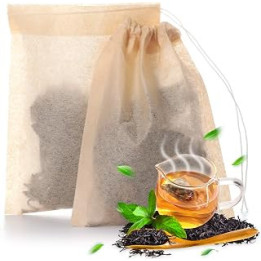 400 Pieces Tea Filter Bags Disposable Tea Infuser with Drawstring Safe Unbleached Natural Strong Penetration Paper Bags for