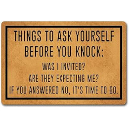 Funny Entry Rugs for Inside House Front Porch Sign Rugs Things to Ask Yourself Before You Knock Personalized Monogram Kitchen