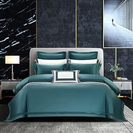 SDFGH Double Strand Horse Cotton Bedding Hotel Simple Quilt Cover Bedding Four-piece Set (Color : Argento, Size : 220 * 240cm)