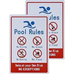 dojune-2 Pack Sign for Residential or Commercial Swimming Pools, General Commercial Pool Rules