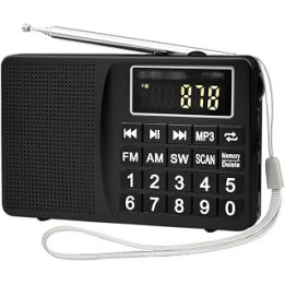 BHVXW AM/MW/FM/SW Radio with TF USB AUX LED Display Big Button for Elder (Color : Argento, Size : L128*W29*H83mm)