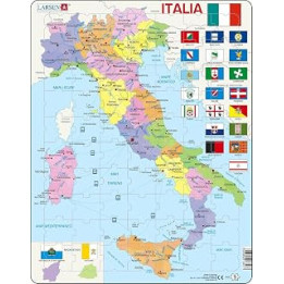 Larsen A42 Italy, Political Map Jigsaw Puzzle, Italian Edition, 70 Piece Boxless Tray & Frame Jigsaw Puzzle