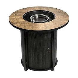 Teamson Home Outdoor Garden Tall Round Propane Gas Fire Pit Table Burner, Smokeless Firepit, Patio Furniture Heater with Lid,