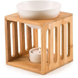 Pajoma Wellness Bamboo/Ceramic Oil Burner Size M 9.4 x 9.5 x 9.5 cm