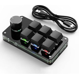 Hundnsney Programming Macro Custom Knob Keyboard 6 Key Copy Paste Mini Button Photoshop Gaming Keypad, RGB 6 Key Wired