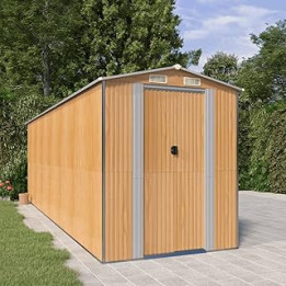 LEDSIX Home & Garden set Garden Shed Light Brown 192x606x223 cm Galvanised Steel Lawn & Garden