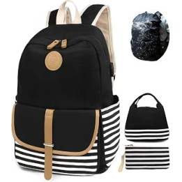 Backpack for School Large Capacity Laptop Backpack with USB Charging Port Black Backpack Primary Junior High University School