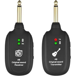 HUIOP Guitar Transmitter Receiver Set, A8 UHF Wireless Guitar Transmitter Receiver Set 730mhz 50M Range for Electric Guitars
