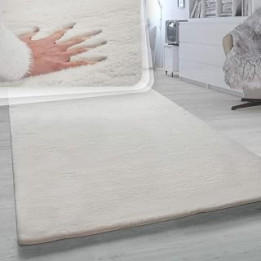 Paco Home High-Pile Rug Living Room Faux Fur Super Soft Faux Rabbit Fur In Cream, Size:140x200 cm