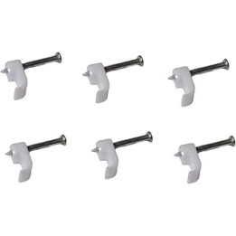 Merriway BH02261 5 mm Wide Clips for Bell Wire & Internet Cable , White, Pack of 100 Piece