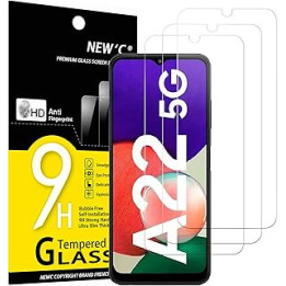 NEW'C [3 Pack Designed for Samsung Galaxy A22 5G (Not for Samsung Galaxy A22 4G) Screen Protector Tempered Glass, Case Friendly