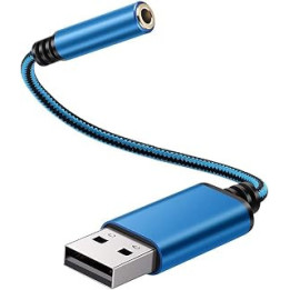 SHAPOKY USB to 3.5mm Headphone Audio Adapter,External Stereo Sound Card for PC, Laptop,for,for Etc (0.6 Feet,Blue)