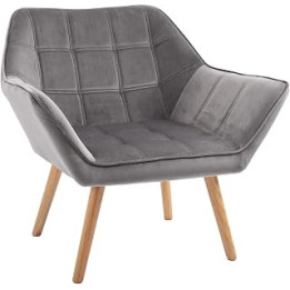 HOMCOM Armchair Accent Chair, Vanity Chair with Wide Arms, Slanted Back, Padding, Metal Frame, Wooden Legs, Home Bedroom