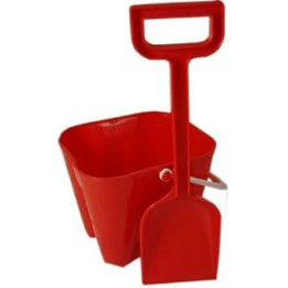 A048 6”/15 cm RED CASTLE BUCKET AND 13” SPADE Sandcastle sandpit play