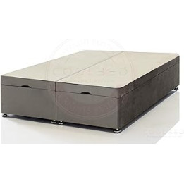 Grey Plush Velvet Ottoman Foot Lift Bed Base Frame Only 5FT King Size Divan Storage Beds with No Headboard and Mattress (Grey,