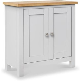 Farrow Grey Small Floor Cabinet | Roseland Furniture Contemporary Painted Solid Wooden 2 Door Storage Cupboard with Shelf for