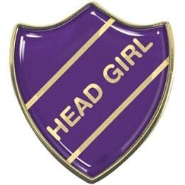 Head Girl Purple School Shield Badge