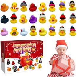 Rubber Duck Advent Calendar for Kids, 2023 Christmas Advent Calendar, 24 Days Christmas Countdown Calendar with 24 Rubber Ducks