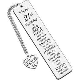 HULALA Inspirational 21st Bookmark Birthday Keepsake Gifts for Her Him Best Friend Daughter Son Granddaughter Gandson Nephew