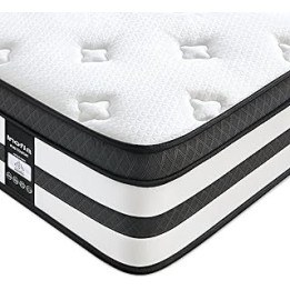 Inofia Double Memory Foam Sprung Mattresses 4FT6,11 Inch Hybrid Mattress with Fire Resistant, Responsive Zoned Support & Motion
