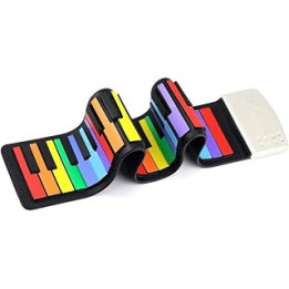 DSHGDJF Roll Up Piano 49 Keys Silicone Portable Foldable Colorful Soft Keyboard Electronic Piano Rainbow Key Rechargable