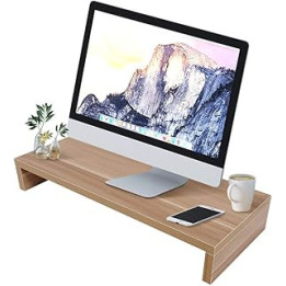 Monitor Stand for Desk, Oak Desktop Monitor Stand, Ergonomic Height Wood Monitor Stand for Computer, Laptop, Printer, Office,