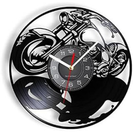 YANYUESHOP Motorcycle Vinyl Record Wall Clock Off-Road Motorbike Man Home Decor Vehicle Transportation Vintage Professional