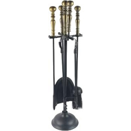 Middle-England 61cm Large Heavy Weight Duchess Companion Set Black/Antique Brass Finish Fireplace Accessory