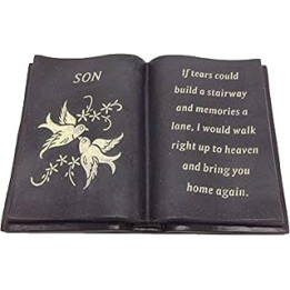 Son Slate Grey Memorial Book – Dove & Diamante Detail – Grave Plaque Ornament Tribute