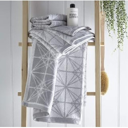 bath towel portfolio glacier silver grey cotton geometric pattern super soft blush pink white striped luxury towels set