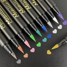Jsdoin Metallic Marker Pens, 10 Metallic Paint Pens Painting Art Pens for Card Making, Scrapbooking, DIY Photo Album, Metal and