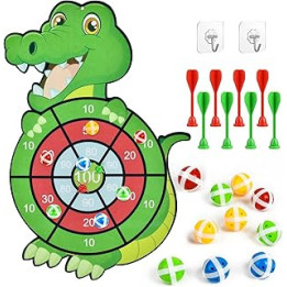 Vicloon Double Sided Dart Board, Kids Dartboards with 12 Sticky Balls, 6 Self-adhesive Darts Foldable Dart Board Game Set with
