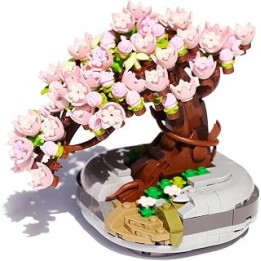 Bonsai Building Blocks Kit, Creative DIY Home Décor Mini Particle Botanical Collection Building Toy Set for Adults Kids (Cherry