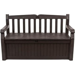 GARDEN BENCH + UNDER STORAGE KETER 140CM RESIN PATIO FURNITURE 265L LOCKABLE