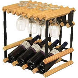 Kitchen Storage Organisation Freestanding Wine Rack Wine Bottle Pine Wooden Barrel 4 Bottles Hanging Wine Glasses Rack Stand