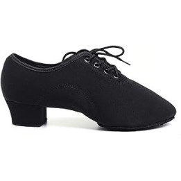 Runxingfu Ballroom Dance Shoes - Womens Latin Dance Shoes Oxford Cloth Ladies Black Ballet Dance Low Heel Tango Modern Practice