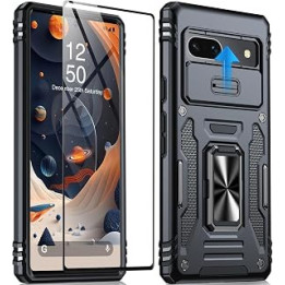 ANTSHARE for Google Pixel 7A Case, Pixel 7A Case with [9H Tempered Glass Screen Protector & Slide Camera Protector] Built-in