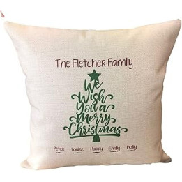 Personalised Contemporary Christmas Family Cushion -Fletcher Design