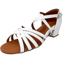 s.lemon Latin Shoe,White Low Heels 3.5cm Leather Latin Salsa Ballroom Dancing Shoe for Beginners & Practice Latin White 40