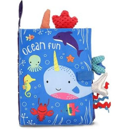 SOSPIRO Baby Cloth Books Quiet Book for Toddlers Soft Baby Books with 3D Animal Tails Safe Nontoxic Early Learning Babies First