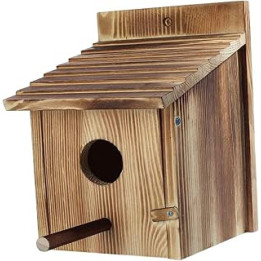 Outanaya long tail decorate pine wood hanging solid wood Wren Bird House Decorative Bird House to weave Parrot keep warm small
