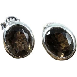 925 Sterling Silver Handmade Mother's Day Gift Smoky Quartz 925 Sterling Silver Stud Earrings